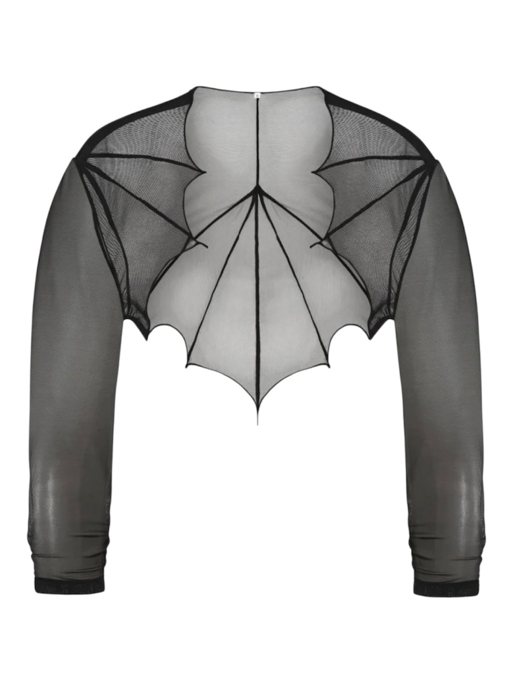 NWT Necessary Evil Cybele Mesh Bat Wing Bolero in black, size Small.